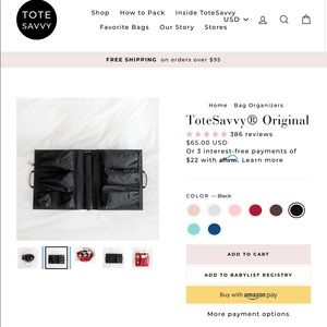 ToteSavvy Organizer plus Stroller Clips NEW